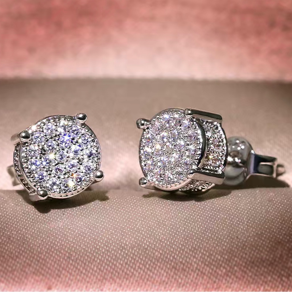 Beautiful Pave Diamond Stud Earrings